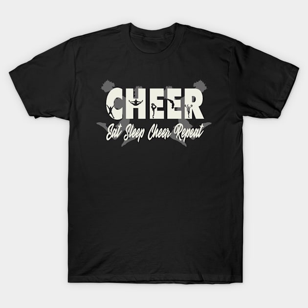 Eat Sleep Cheer Repeat in Cheer Text T-Shirt by tropicalteesshop